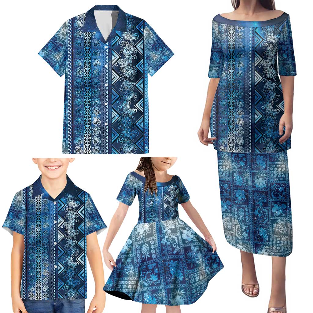 Hawaii Makahiki Turtle Family Matching Puletasi and Hawaiian Shirt Galaxy Tapa Pattern LT05 - Polynesian Pride