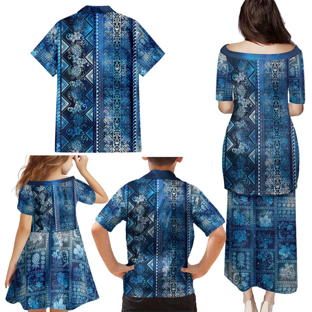 Hawaii Makahiki Turtle Family Matching Puletasi and Hawaiian Shirt Galaxy Tapa Pattern LT05 - Polynesian Pride