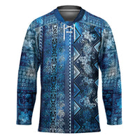 Hawaii Makahiki Turtle Hockey Jersey Galaxy Tapa Pattern - Polynesian Pride