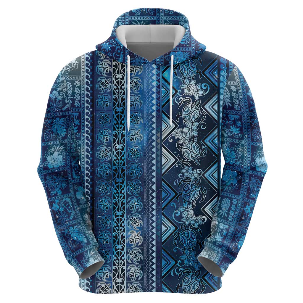 Hawaii Makahiki Turtle Hoodie Galaxy Tapa Pattern - Polynesian Pride