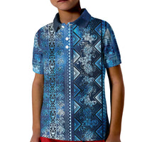 Hawaii Makahiki Turtle Kid Polo Shirt Galaxy Tapa Pattern - Polynesian Pride