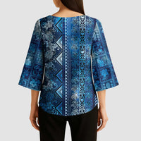Hawaii Makahiki Turtle Kimono Sleeve Blouse Galaxy Tapa Pattern - Polynesian Pride