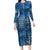 Hawaii Makahiki Turtle Long Sleeve Bodycon Dress Galaxy Tapa Pattern - Polynesian Pride