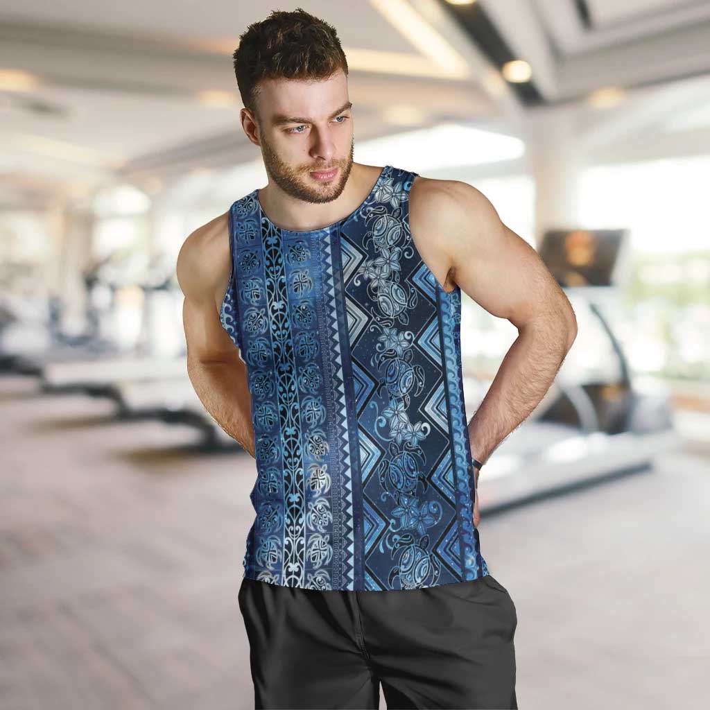 Hawaii Makahiki Turtle Men Tank Top Galaxy Tapa Pattern - Polynesian Pride