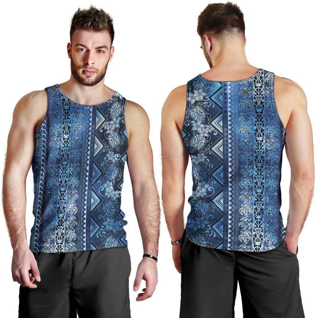 Hawaii Makahiki Turtle Men Tank Top Galaxy Tapa Pattern - Polynesian Pride