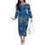 Hawaii Makahiki Turtle Off The Shoulder Long Sleeve Dress Galaxy Tapa Pattern - Polynesian Pride