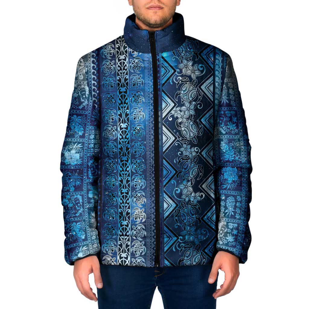 Hawaii Makahiki Turtle Padded Jacket Galaxy Tapa Pattern - Polynesian Pride