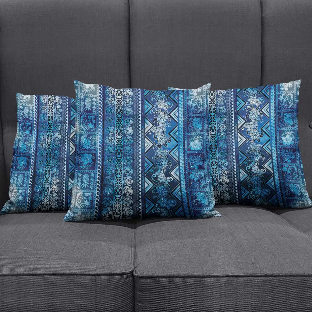 Hawaii Makahiki Turtle Pillow Cover Galaxy Tapa Pattern - Polynesian Pride