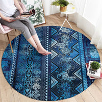 Hawaii Makahiki Turtle Round Carpet Galaxy Tapa Pattern - Polynesian Pride