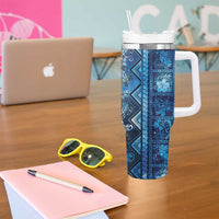Hawaii Makahiki Turtle Tumbler With Handle Galaxy Tapa Pattern - Polynesian Pride