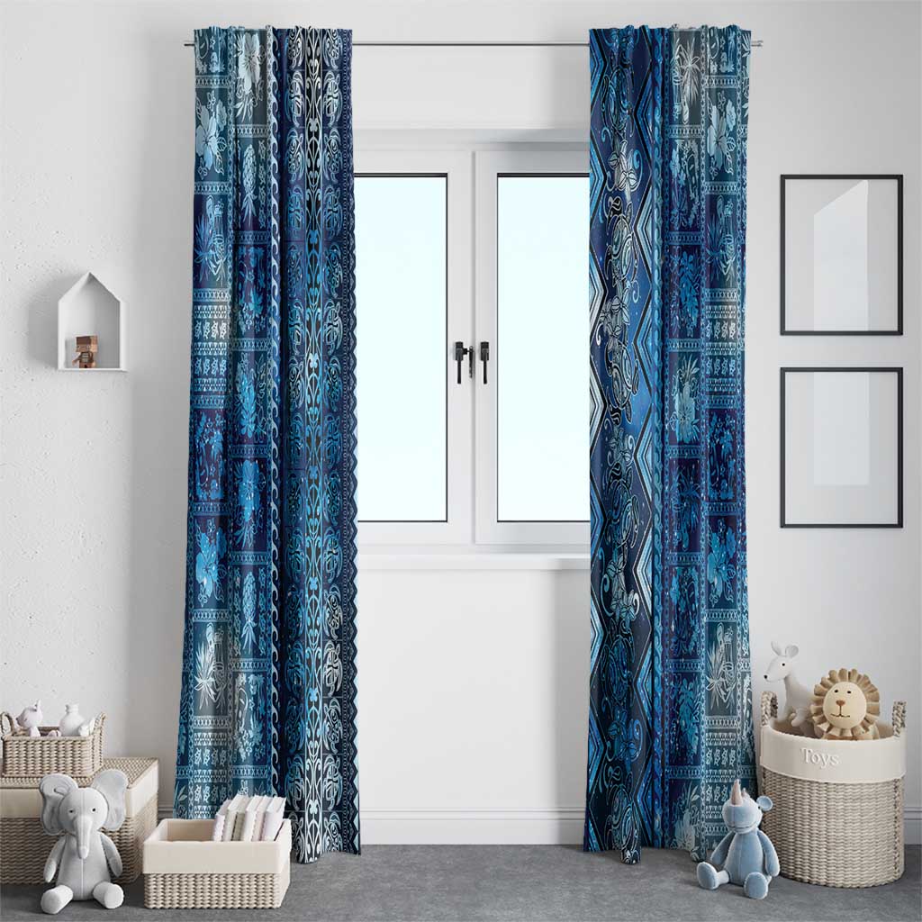 Hawaii Makahiki Turtle Window Curtain Galaxy Tapa Pattern - Polynesian Pride