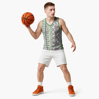 Hawaii Makahiki Turtle Basketball Jersey Green Tapa Pattern - Polynesian Pride