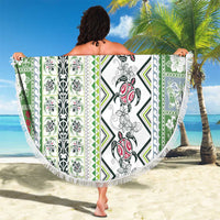 Hawaii Makahiki Turtle Beach Blanket Green Tapa Pattern - Polynesian Pride