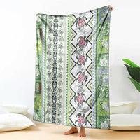 Hawaii Makahiki Turtle Blanket Green Tapa Pattern - Polynesian Pride
