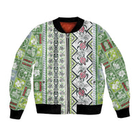 Hawaii Makahiki Turtle Bomber Jacket Green Tapa Pattern - Polynesian Pride