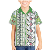 Hawaii Makahiki Turtle Family Matching Mermaid Dress and Hawaiian Shirt Green Tapa Pattern - Polynesian Pride
