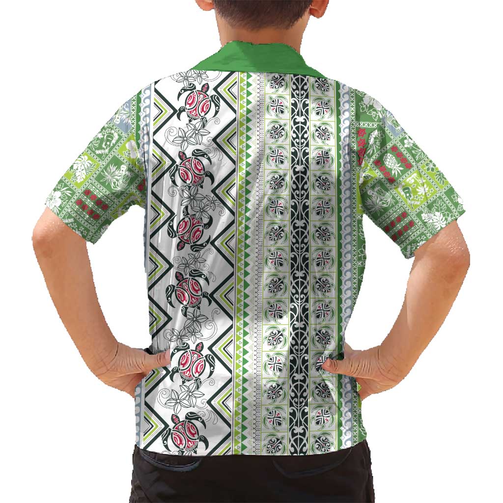 Hawaii Makahiki Turtle Family Matching Puletasi and Hawaiian Shirt Green Tapa Pattern LT05 - Polynesian Pride