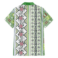 Hawaii Makahiki Turtle Family Matching Summer Maxi Dress and Hawaiian Shirt Green Tapa Pattern - Polynesian Pride