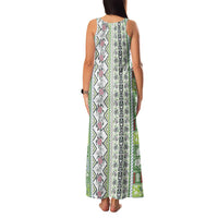 Hawaii Makahiki Turtle Family Matching Tank Maxi Dress and Hawaiian Shirt Green Tapa Pattern - Polynesian Pride