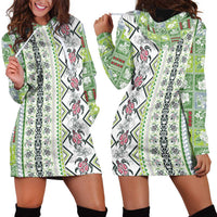 Hawaii Makahiki Turtle Hoodie Dress Green Tapa Pattern - Polynesian Pride