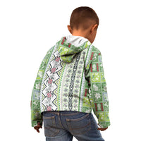 Hawaii Makahiki Turtle Kid Hoodie Green Tapa Pattern - Polynesian Pride