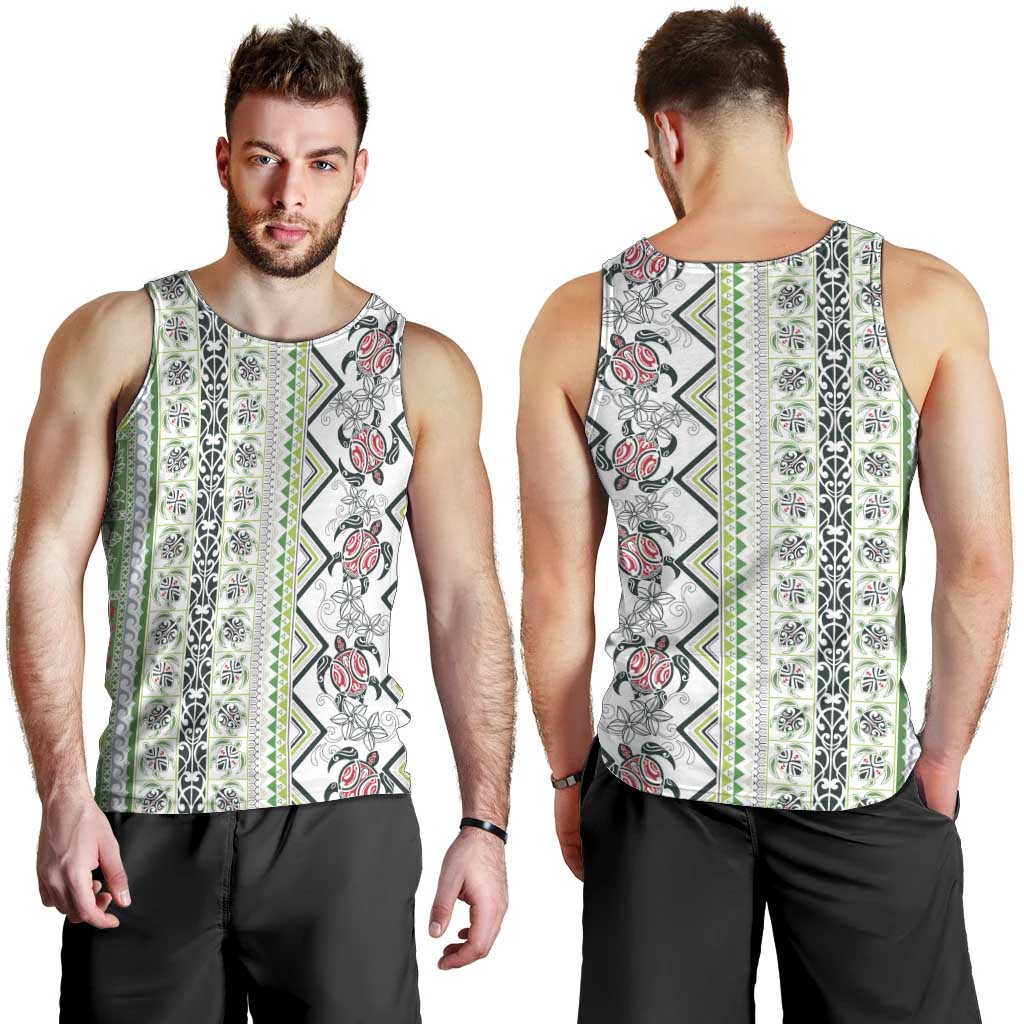 Hawaii Makahiki Turtle Men Tank Top Green Tapa Pattern - Polynesian Pride