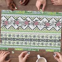 Hawaii Makahiki Turtle Puzzle Green Tapa Pattern - Polynesian Pride
