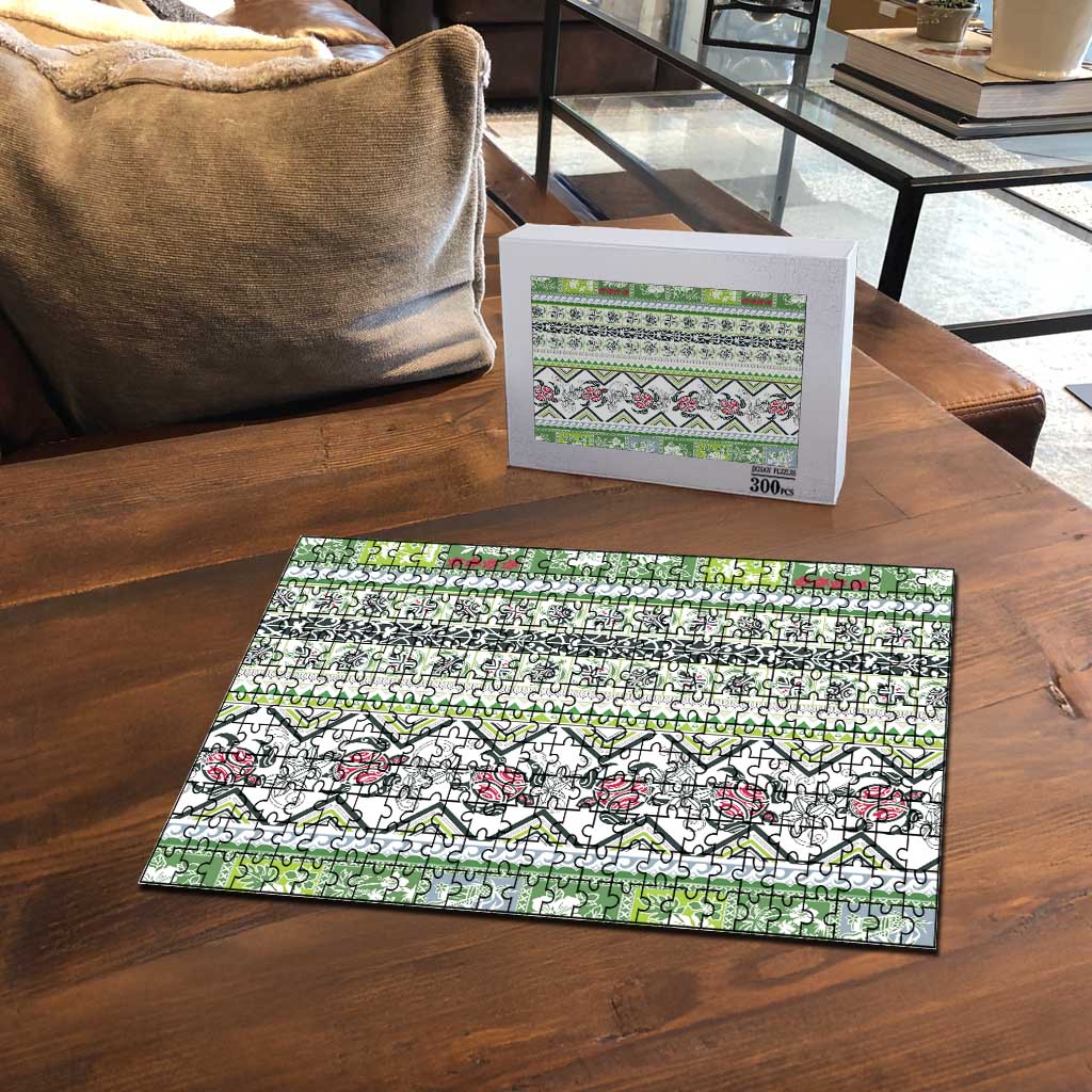 Hawaii Makahiki Turtle Puzzle Green Tapa Pattern - Polynesian Pride