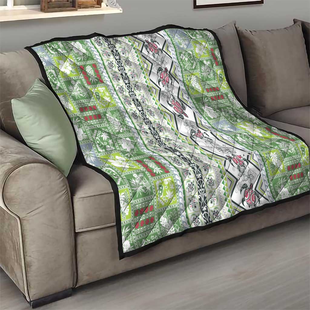 Hawaii Makahiki Turtle Quilt Green Tapa Pattern - Polynesian Pride