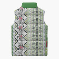 Hawaii Makahiki Turtle Sleeveless Puffer Jacket Green Tapa Pattern - Polynesian Pride