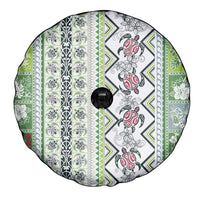 Hawaii Makahiki Turtle Spare Tire Cover Green Tapa Pattern - Polynesian Pride