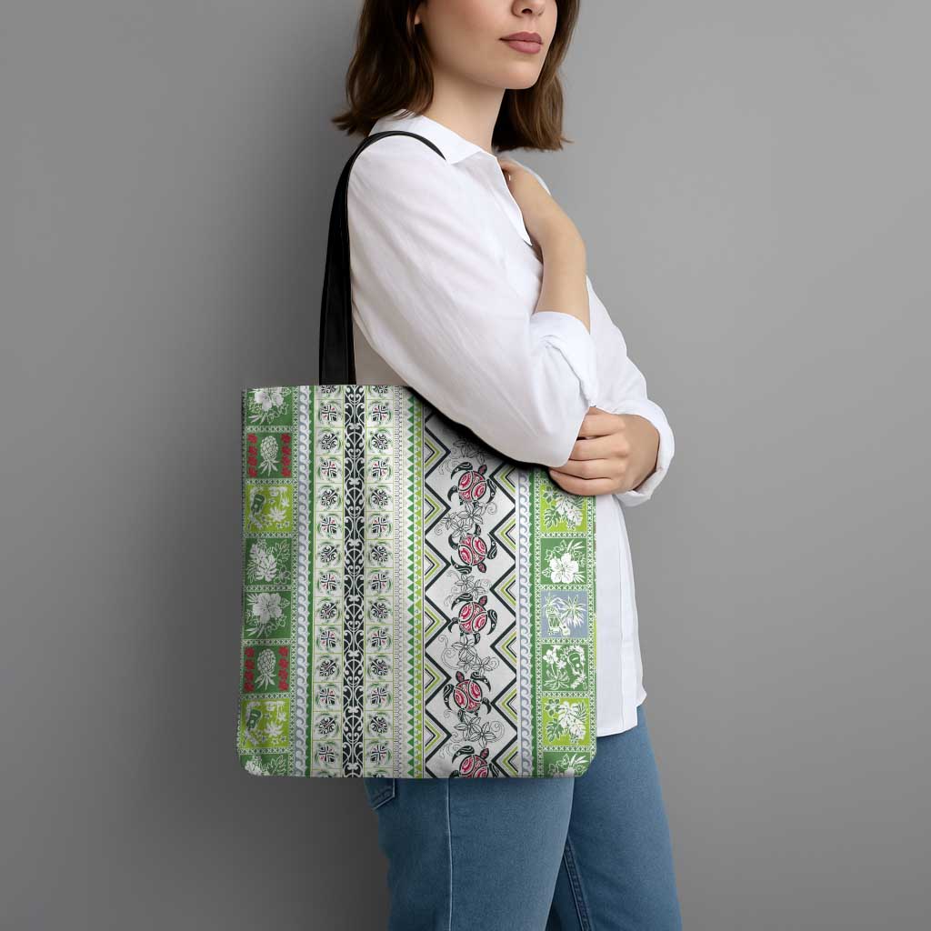 Hawaii Makahiki Turtle Tote Bag Green Tapa Pattern - Polynesian Pride