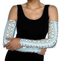 Hawaii Makahiki Turtle Arm Sleeves Blue Tapa Pattern - Polynesian Pride