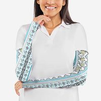 Hawaii Makahiki Turtle Arm Sleeves Blue Tapa Pattern - Polynesian Pride