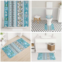 Hawaii Makahiki Turtle Bathroom Set Blue Tapa Pattern - Polynesian Pride