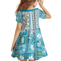 Hawaii Makahiki Turtle Family Matching Off Shoulder Maxi Dress and Hawaiian Shirt Blue Tapa Pattern - Polynesian Pride