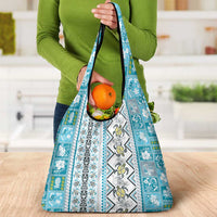 Hawaii Makahiki Turtle Grocery Bag Blue Tapa Pattern LT05 - Polynesian Pride