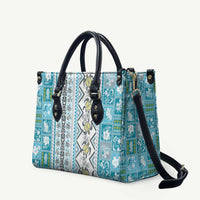 Hawaii Makahiki Turtle Leather Bag Blue Tapa Pattern - Polynesian Pride