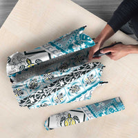 Hawaii Makahiki Turtle Umbrella Blue Tapa Pattern - Polynesian Pride