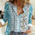 Hawaii Makahiki Turtle Women Casual Shirt Blue Tapa Pattern - Polynesian Pride