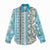 Hawaii Makahiki Turtle Women Casual Shirt Blue Tapa Pattern - Polynesian Pride
