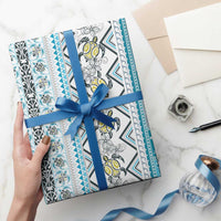 Hawaii Makahiki Turtle Wrapping Paper Blue Tapa Pattern LT05 - Polynesian Pride