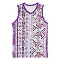 Hawaii Makahiki Turtle Basketball Jersey Violet Tapa Pattern LT05 Unisex Violet - Polynesian Pride