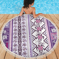 Hawaii Makahiki Turtle Beach Blanket Violet Tapa Pattern - Polynesian Pride