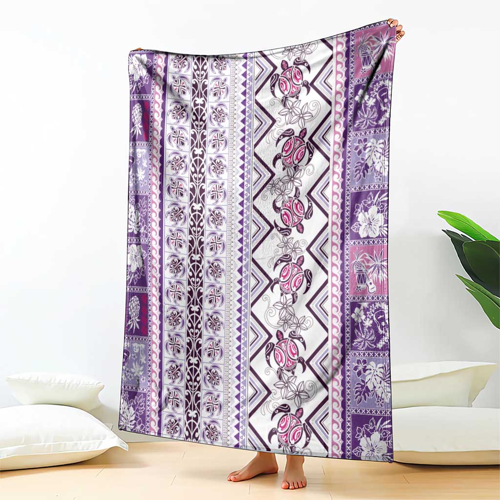 Hawaii Makahiki Turtle Blanket Violet Tapa Pattern - Polynesian Pride