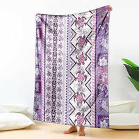 Hawaii Makahiki Turtle Blanket Violet Tapa Pattern - Polynesian Pride