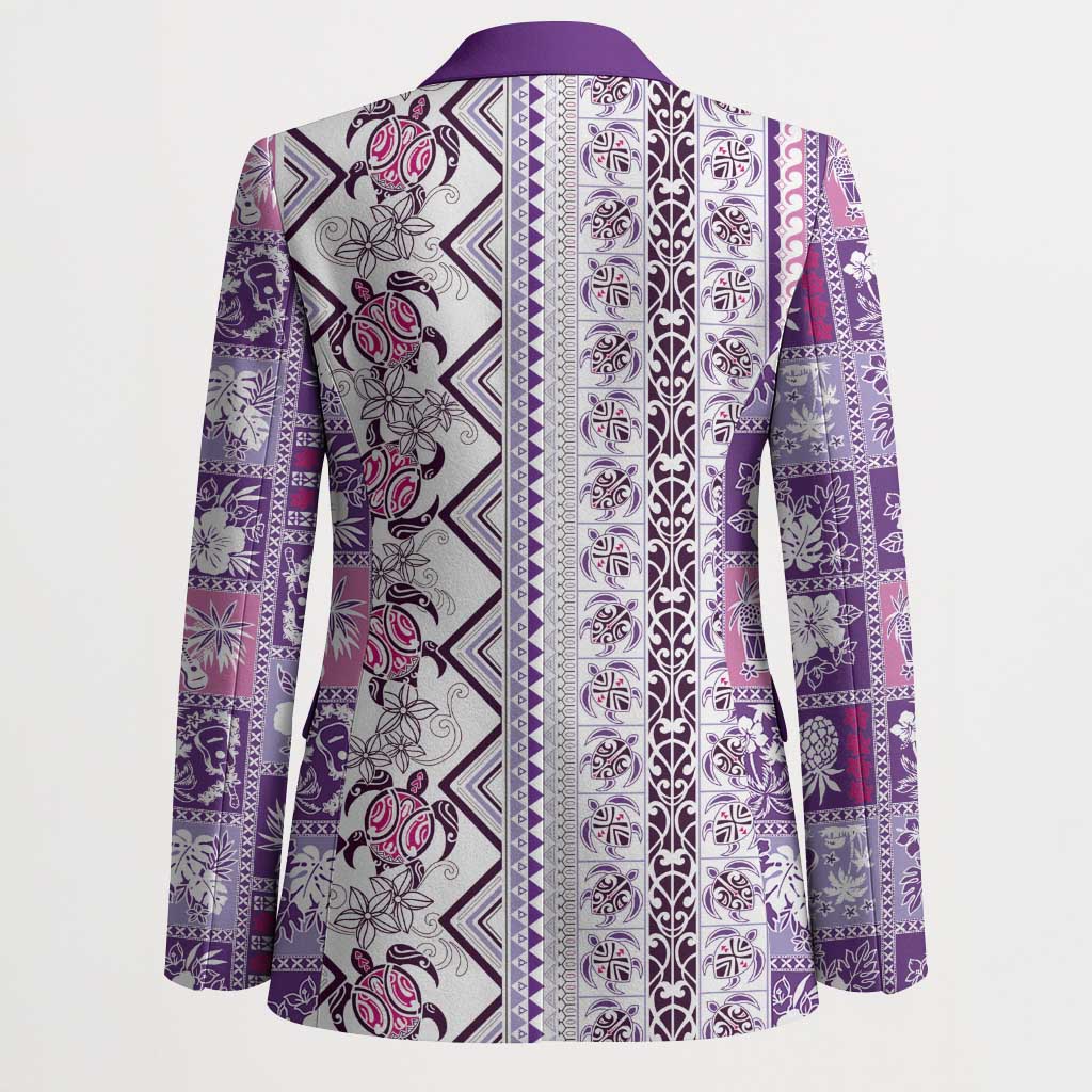 Hawaii Makahiki Turtle Blazer Violet Tapa Pattern LT05 - Polynesian Pride