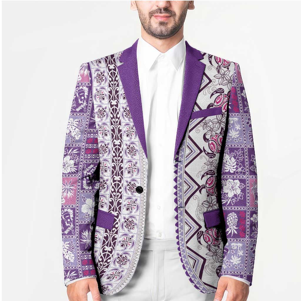 Hawaii Makahiki Turtle Blazer Violet Tapa Pattern LT05 - Polynesian Pride