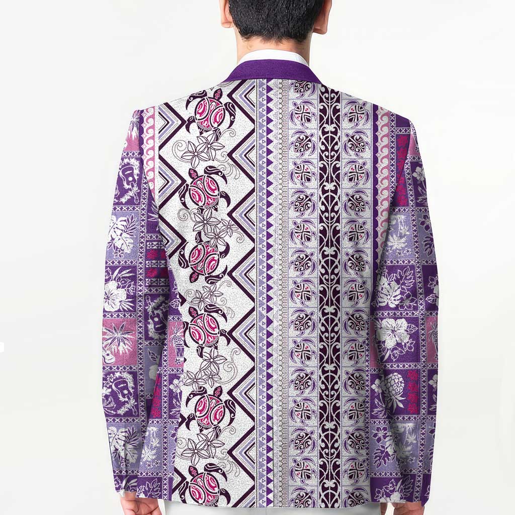 Hawaii Makahiki Turtle Blazer Violet Tapa Pattern LT05 - Polynesian Pride