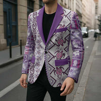 Hawaii Makahiki Turtle Blazer Violet Tapa Pattern LT05 - Polynesian Pride